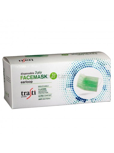 Trasti Face Mask 綠色三層外科口罩 (50片裝) Trasti Face Mask 綠色三層外科口罩 (50片裝)